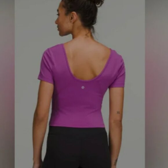 Lululemon Align Tee Short sleeves Yoga Top Size 16 Vivid Plum - Picture 3 of 5